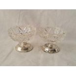 A pair of mounted salts with cut glass bowls - Birmingham 1914