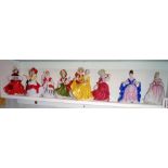Shelf of Royal Doulton miniature figures (10)