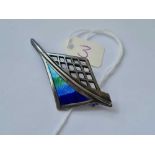 A continental silver and enamel designer brooch marked EMBLA