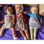 Three old cellular dolls with opening & closing eyes
