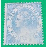 1867 2/- milky blue PL-I, some o.g. SG 1206 Cat £4.500