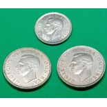 A sixpence 1943 and shillings 1944 and 1948 unc