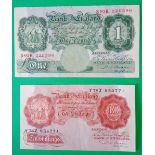 1950's one pound and ten shilling notes