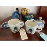 A pair of Paddingon Bear spode tankards & other items