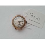 A ladies vintage wrist watch with seconds dial in 9ct gold W/O