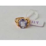 A large oval tanzanite solitaire ring 9ct size N - 4.1 gms