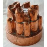 Antique copper mould in form of scrolled castle no 365 with hand and lighthouse