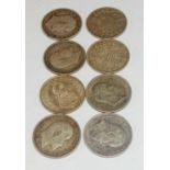 Eight pre 1920 silver threepences