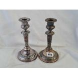 Another pair of Sheffield plated candlesticks - 9" high