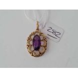 A amethyst pendant 9ct - 4.3 gms