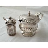 Half fluted mustard pot Birmingham 1906 and an Eastern example 55 gms net