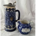 Shelley, Atkinson Aston Ales Jug and a Victorian jug with pewter cover