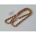 A rope neck chain 9ct 14 inches - 11.1 gms