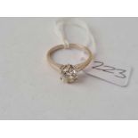 A HIGH CARAT WHITE GOLD SOLITAIRE DIAMOND RING (55 POINTS) SIZE K - 2.8 gms