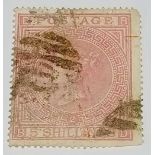 1864 5/- rose plate number 2, oval bar canc, clean SG 127 Cat. £1500