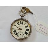 A gents silver pocket watch "Improved patent" with seconds dial W/O and with key