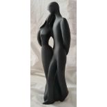 Black basalt figure, "Lovers"