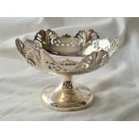 Pedestal sweet dish on spreading base. 4.5 inch diam Sheffield 1939. 108gms