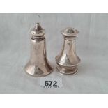 Two pepper pots - one Birmingham 1943 - total weight 53 g.