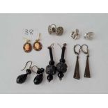 Four pairs of silver and other earrings