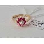 A pink and white stone ring 9ct size N - 2.4 gms