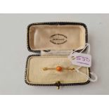 A boxed gold coral bar brooch