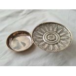Two circular dishes. One London 1955.46gms