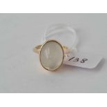 LARGE MOONSTONE RING MOUNTED IN GOLD, SIZE OF MOONSTONE 15MM X 12MM, RING SIZE M