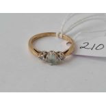 A diamond and gem stone trilogy ring in 9ct mount size M 2g inc
