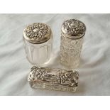 Three various embossed top jars.