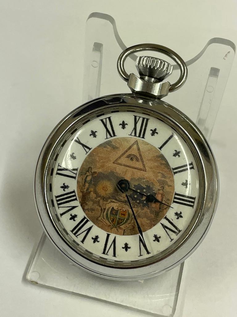 Vintage Masonic dial pocket watch Working - Image 4 of 5