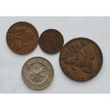 Four Belgium coins