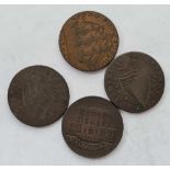 Four 18th Century half-penny tokens