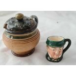 Royal doulton mustard pot and cover and a miniature jug