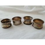 Group of four napkin rings. 55gms