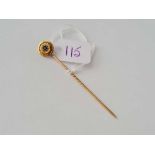 A good gold stick pin with sapphire target terminal 9ct