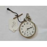A metal gents pocket watch by Phenix Watch Co with seconds dial W/O with thin cord albert