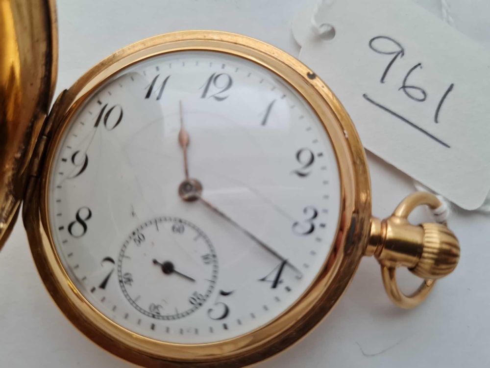 A gents gilt half-hunter pocket watch with seconds dial in working order - Image 2 of 2