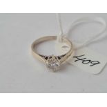 A white stone set 9ct solitaire ring size L 2.2g inc