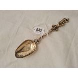 19th Century Dutch decorative spoon, decorated with cast stem, w.70g