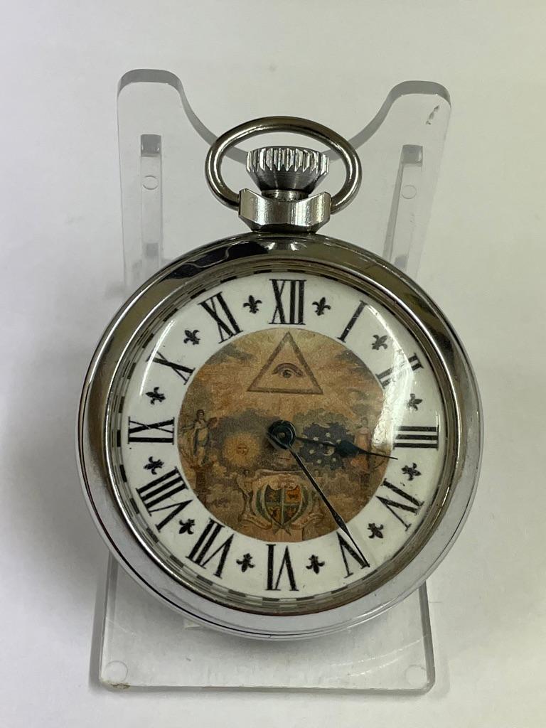 Vintage Masonic dial pocket watch Working - Image 3 of 5