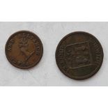 York farthing 1814 in Noridge half-penny 1811