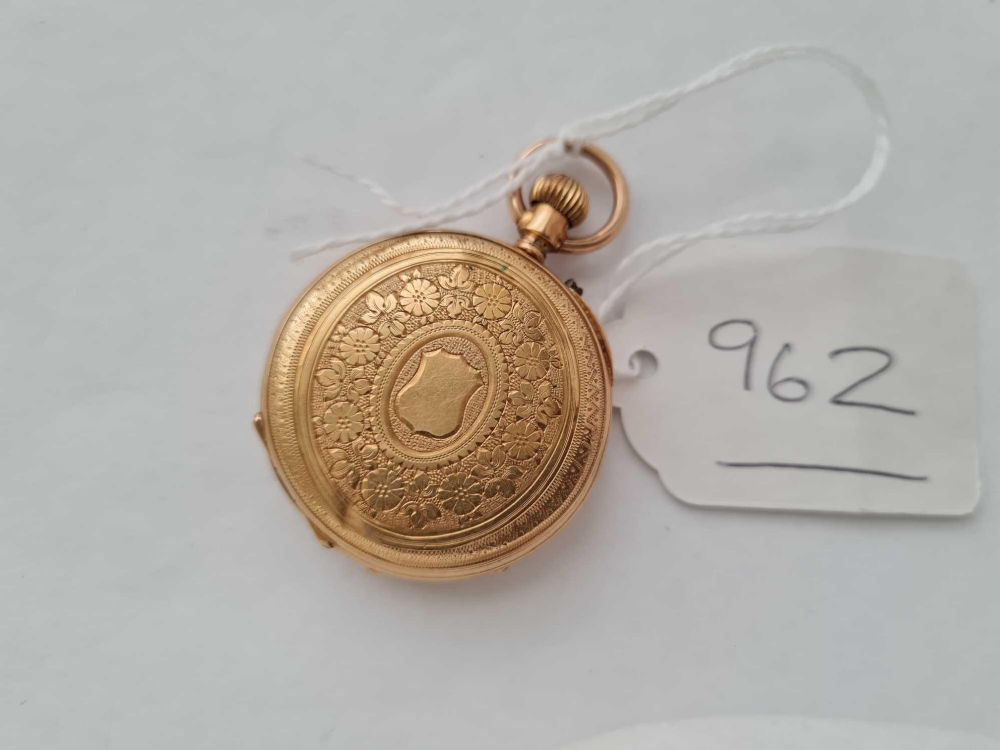 A LADIES GOLD FOB WATCH WITH GOLD COLOURED DIAL in 18ct - total weight 30 g. - Image 2 of 2
