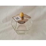 Art Deco style cubic preserve jar with glass body. Birmingham 1936. By W & H