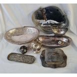 An oval tray, a sugar basket etc.