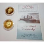 Titanic centenary gold plated collection, set of two, 2012, certificate enclosed.