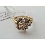 A diamond cluster ring 9ct size N - 3.1 gms