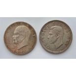 Silver South Africa crown 1948 and a silver US dollar 1971