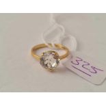 A stone set ring 18ct gold size H - 1.5 gms