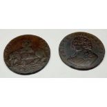 Three 18th Century copper half-penny tokens